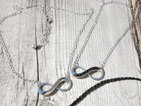 Infinity-Anhänger, horizontal für Pferdehaar mit Kette, 3 Farben, Gravuroption (K/1-A1)