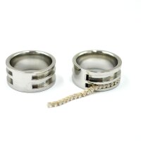 Edelstahl-Ring für Pferdehaar für Strassband mit Doppelnut und Brücke