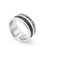 Edelstahl-Ring für Pferdehaar für Strassband mit Doppelnut und Brücke