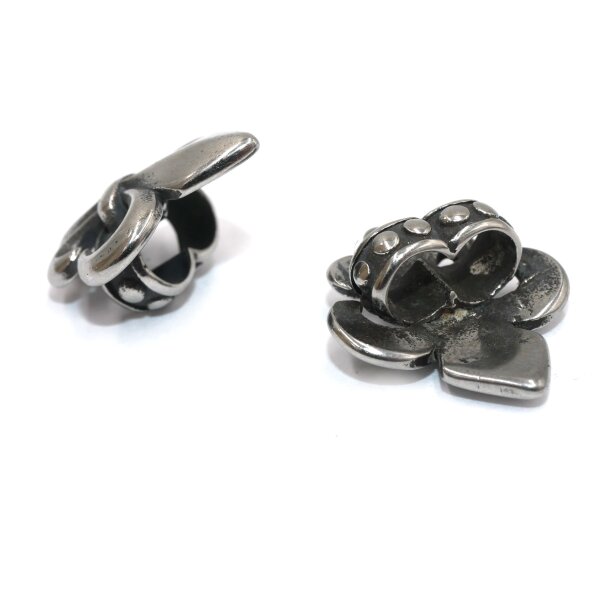 Schmuckperle , Fleur De Lis, Slider, Großloch Perle, Antique Silver , Edelstahl (K26/A2)