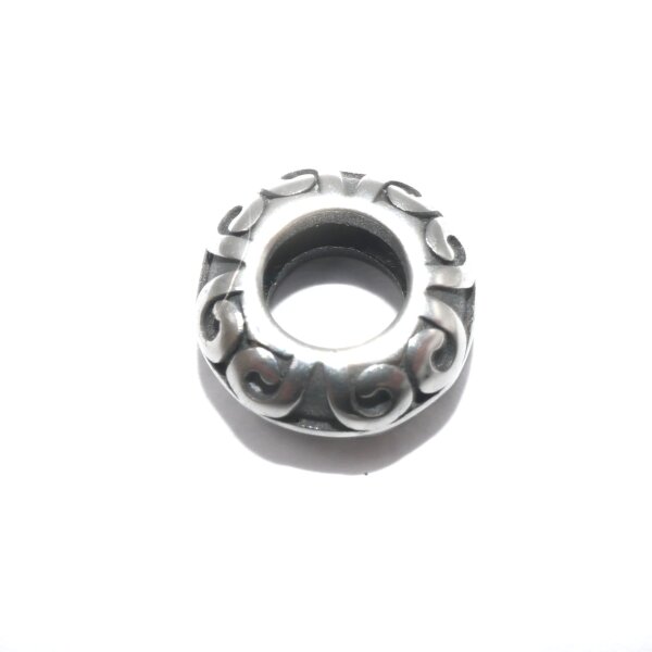 Ring oder  Rondell, Edelstahl  Großlochperle, antik Look Schmuckperle,(S1/A)