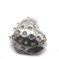 Herz mit Zirkonia, Großloch Perle, i: 4,5 mm,...