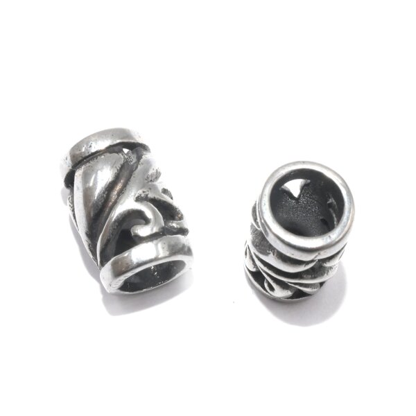 Ornament Hülse Edelstahl, , Innen: 5,7mm, Durchbrochen, Antik Look (K3/B8)