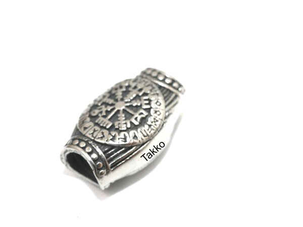 Edeltahl Perle, Hülse mit Motiv Vegvísir  ,innen, 6,2mm 20mm lang