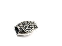 Edeltahl Perle, Hülse mit Motiv Vegvísir  ,innen, 6,2mm 20mm lang