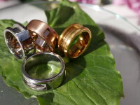 Edelstahl-Ring in drei Farben mit Nut und Brücke zum Einlegen von Pferdehaar, 9mm Breite