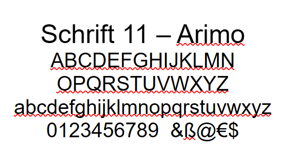 Schrift 11 Arimo